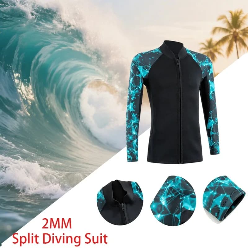 Muta da sub separata in neoprene da 2 mm Giacca a maniche lunghe unisex per immersioni subacquee Surf Snorkeling Pesca Pesca subacquea