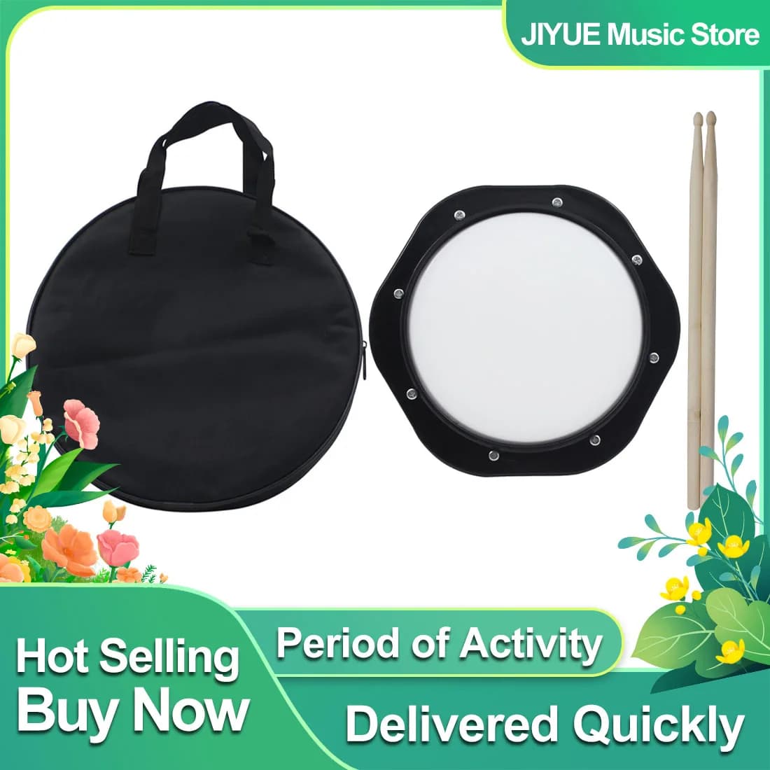 Kit batteria stupida da 10 pollici Batteria pratica silenziosa Jazz Principiante Tamburo Pratica Pad Strumento a percussione con batteria Pad Bag Bacchetta