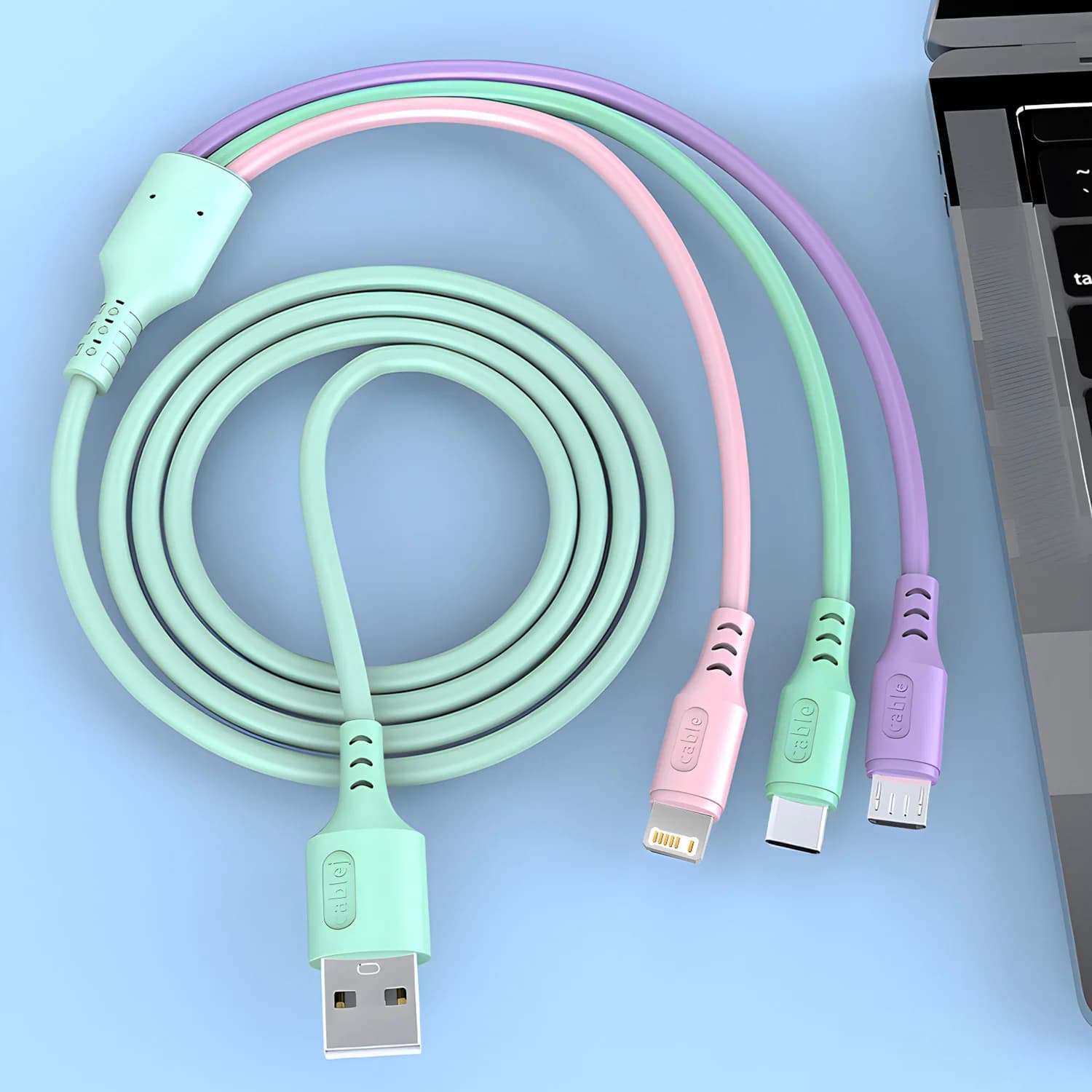 Cavo di ricarica rapido 3 in 1 per iPhone15 14 13 12 11 X Pro Max Micro USB Type-C Caricatore per telefono Cavo dati USBC