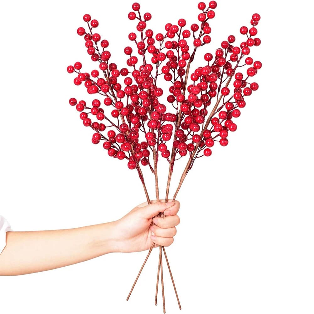 Bouquet di bacche artificiali Decorazione natalizia Pianta finta per la decorazione domestica Albero di Natale Navidad Capodanno 2023 Ornamenti Vaso Accessorio