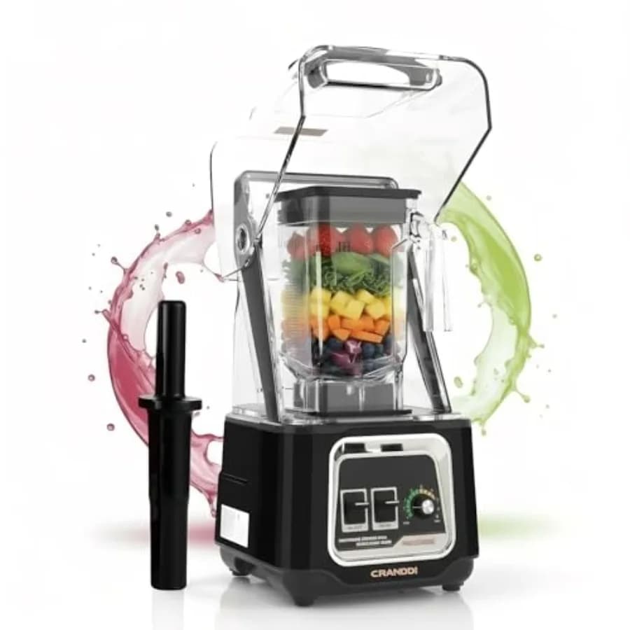 2200W Commercial Professional Blender with Soundproof Shield for Frullati, Milkshake, Purea, Tritaghiaccio, Autopulente, 50oz, 110V