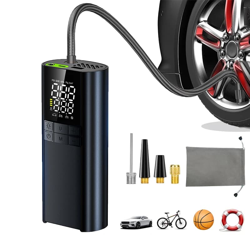 Portable Air Compressor for Pneumatic Inflator-150PSI with Tire Pressure Gauge, Fastest Portable Air Pump from 8000mAh and 3X for Car Accessories