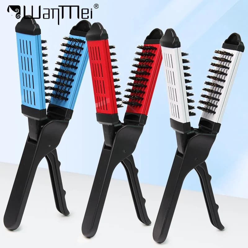 1 pz spazzola per piastra per capelli professionale di alta qualità a forma di V morsetto a doppia faccia pettine piatto strumento per lo styling di bellezza dei capelli antistatico