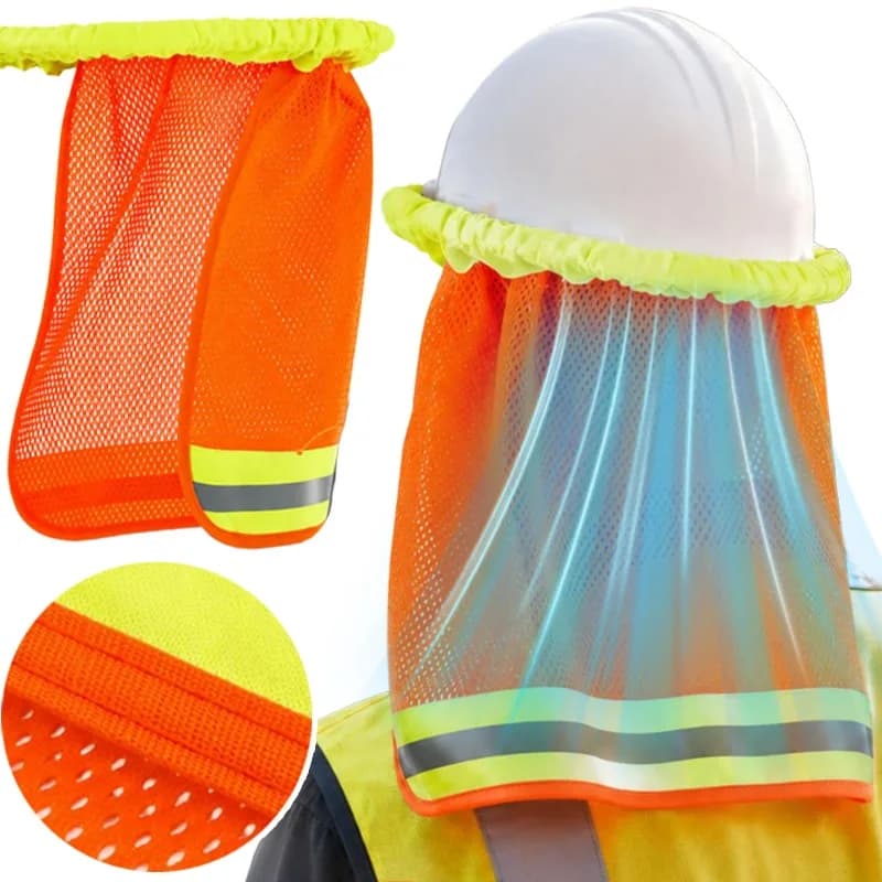 UV Protection Hat Sun Shield Neck Protector Mesh High Visibility Safety Helmet Sunshade Covers Construction Safety Hats Outdoor