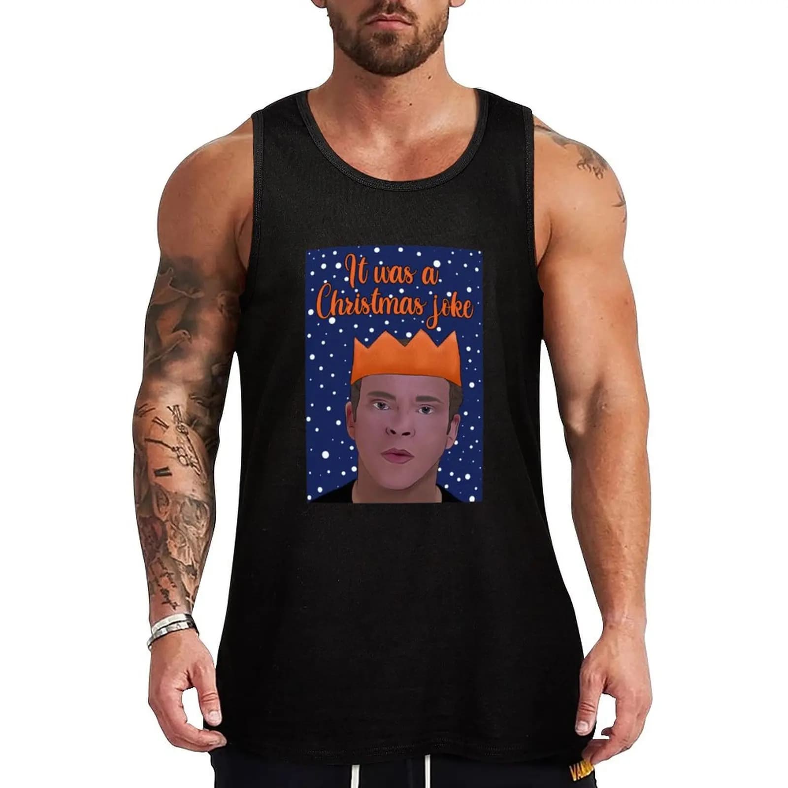It was a Christmas Joke_quot_ Jez Peep Show Card Tank Top Solid Tone Tank Top Semplice e casual da indossare tutti i giorni