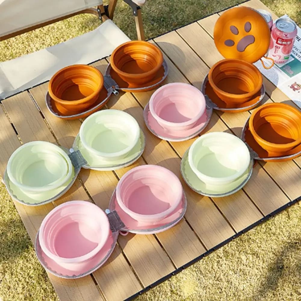 Ciotola pieghevole pieghevole in silicone per animali domestici Zampa di gatto Anti soffocamento Contenitore per alimenti per cuccioli Ciotola per mangiatoia per mangiare lentamento multicolore