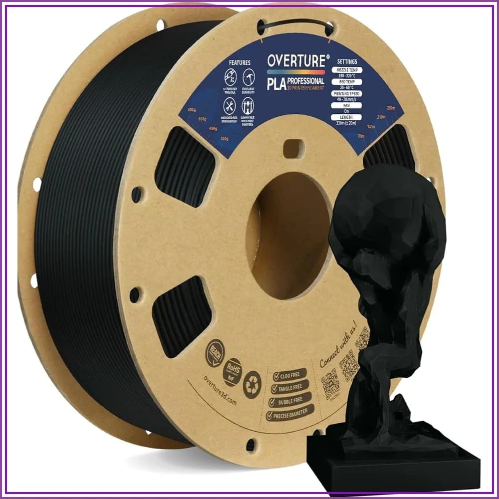 PLA+ Filament 1.75mm, Stronger & More Durable, High Precision +/-0.02mm, 1kg Spool, Black