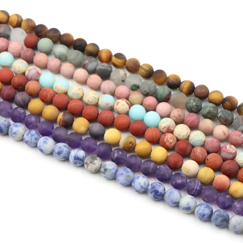 4 6 8 10mm Perline di pietra naturale opaca Smalto opaco Amazzonite Agate Occhio di tigre Giade Perline minerali per creazione di gioielli Bracciale fai da te