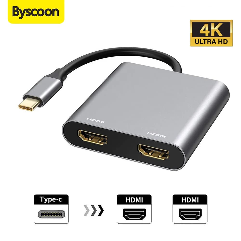 Adattatore da USB C a doppio HDMI Convertitore da 4K a 60 Hz da tipo C a HDMI per MacBook Pro Air 2020 2019 2018 Lenovo Yoga 920 Dell XPS 13 15 17