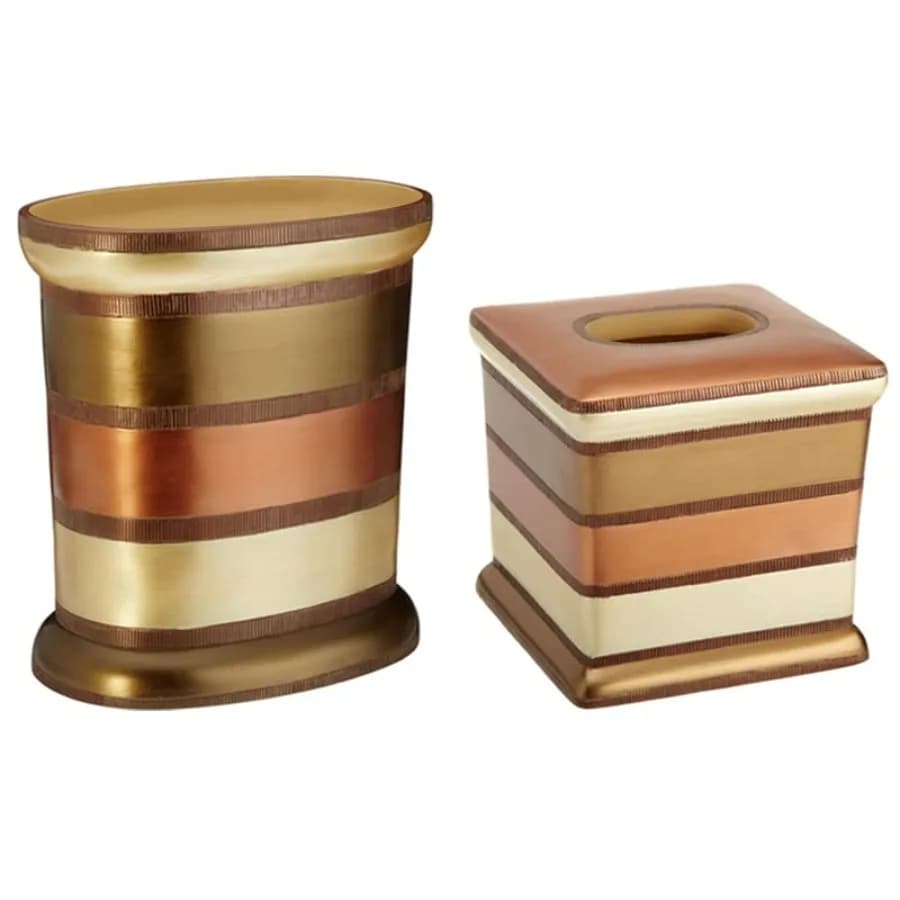 Bagno 2 pezzi Contempo Set di accessori da bagno di lusso Cestino per rifiuti Scatola per fazzoletti Moderno Classico Contemporaneo Decorativo Bianco Elegante bagno