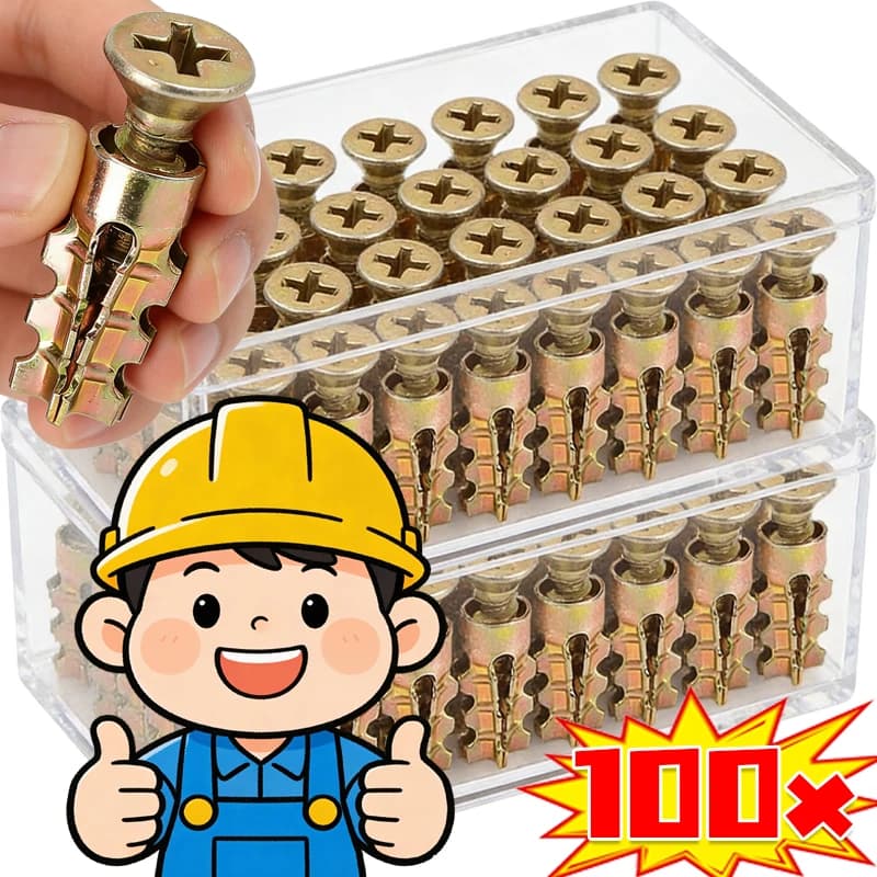 Set da 100 viti autofilettanti da 6×14mm con tassello di espansione in metallo per cemento e cartongesso, bulloni per ancoraggio, all'ingrosso