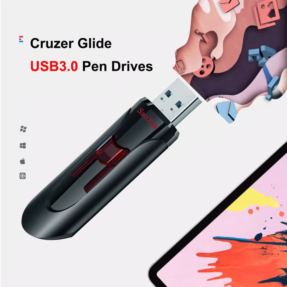 SanDisk Cruzer Glide CZ600 USB 3.0 Flash Drive 256GB 128GB 64GB 32GB 16GB Pendrive Memoria USB Stick