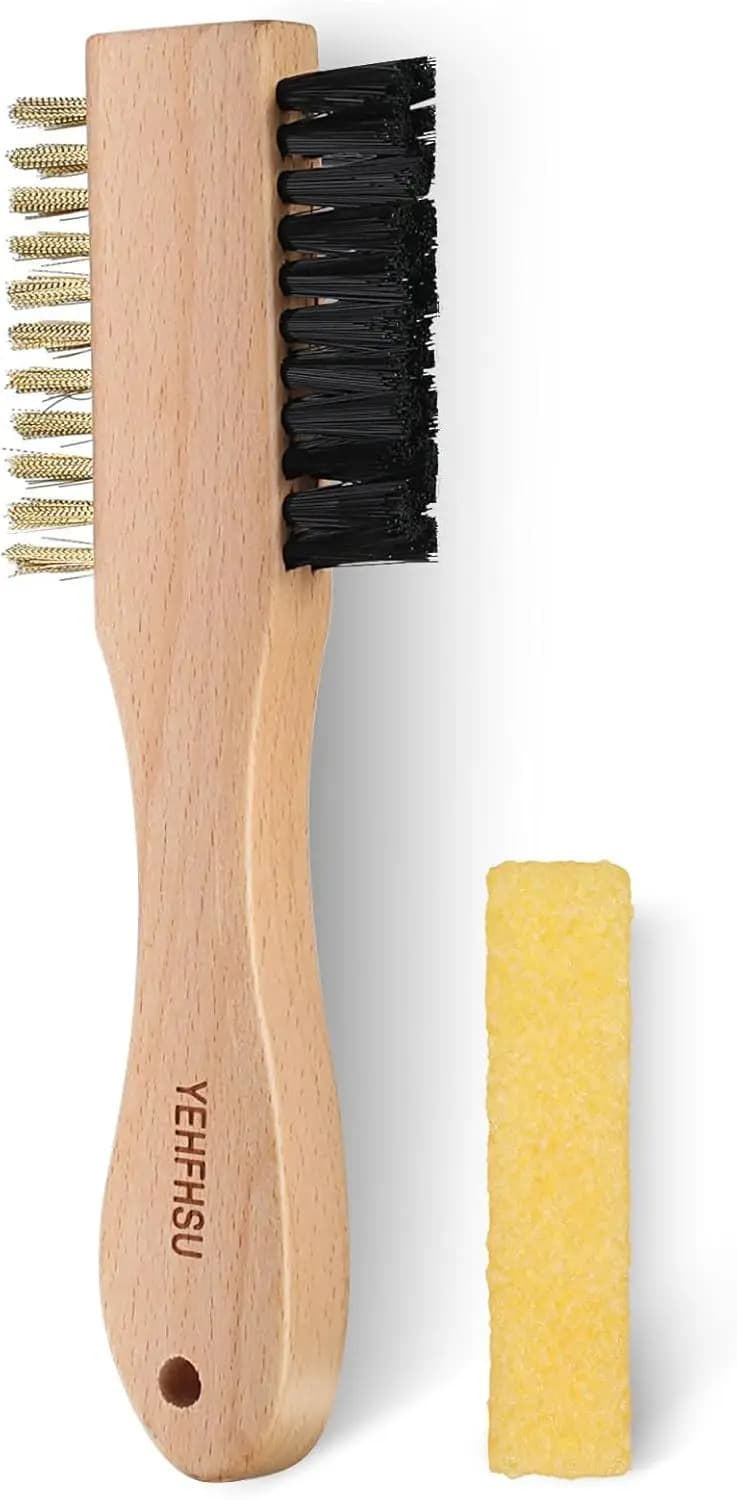 Kit 2 Pezzi Spazzola e Gomma per Camoscio, Pulisce le Scarpe Efficacemente Rimuove le Macchie Difficili Setole Morbide