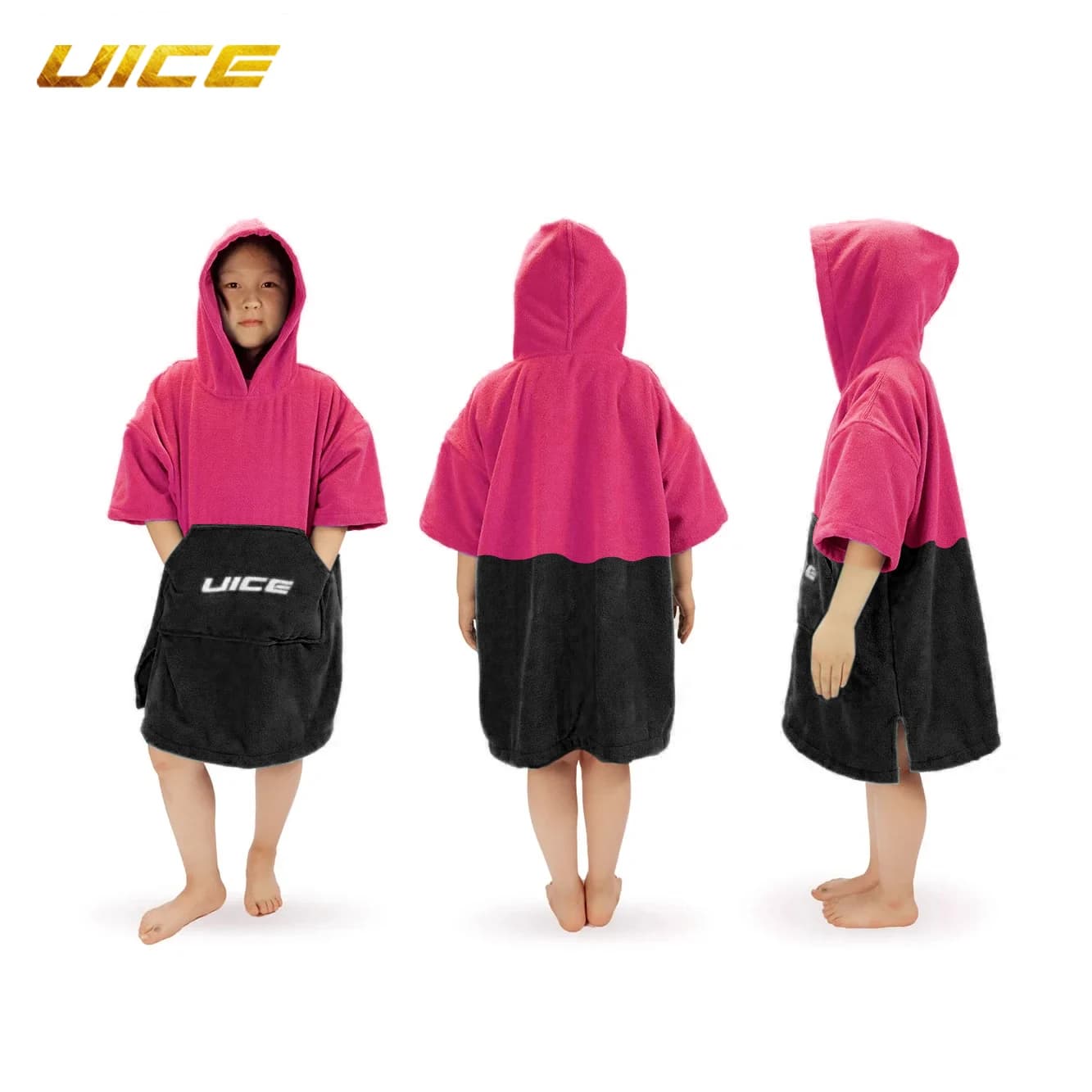 UICE Asciugamano da spiaggia Poncho da surf Asciugamano fasciatoio Accappatoio con cappuccio ad asciugatura rapida in microfibra per bambini Coperta da spiaggia Asciugamano da bagno