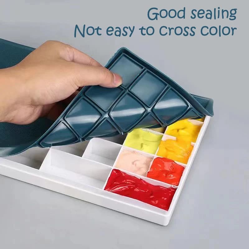 Acrylic Oil Paint Compartments Plastic Paint Palette Paint Tray with Soft Lid Art Paint Box Storage Tray for Watercolors Gouache