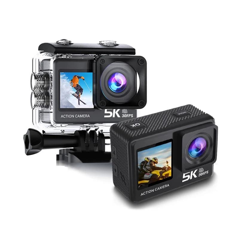 Sport Camera NCZOBOE 5K30fps 50MP with LCD Touch Screen 2.0, EIS, DVR, Webcam, Double Screen, Wi-Fi, Waterproof 30M, Zoom 5X, 170°