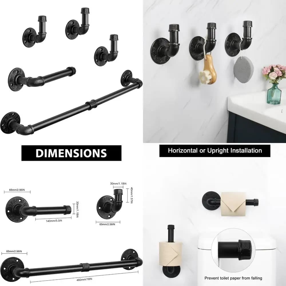 Livabber Set portasciugamani da bagno con tubo industriale da 5 pezzi, hardware da bagno include portasciugamani da 18 pollici, porta carta igienica, parete Mo