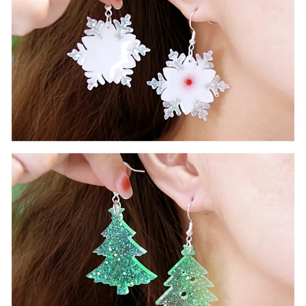Christmas Epoxy Resin Casting Mold Kit Jewelry Craft Tool Tree Snowflake Deer Horn Pendant Earring Accessory