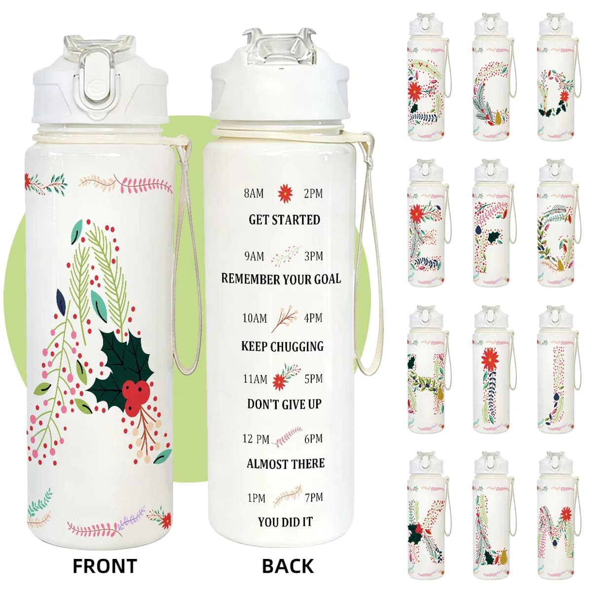 Bag with 750 ml Fashion Alphabet straw, without BPA, for home, sport, travel, camping, great gift idea for couples, Mother's Day, Teachers' Day