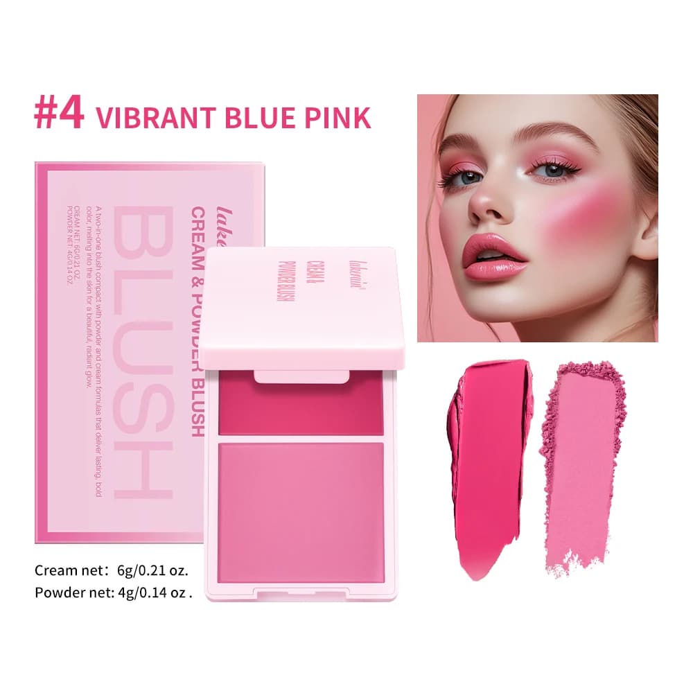 2IN1 Crema e fard in polvere Fard naturale opaco Palette per trucco occhi Lunga durata Resa cromatica elevata Bright Pinky Patrick Ta Blush