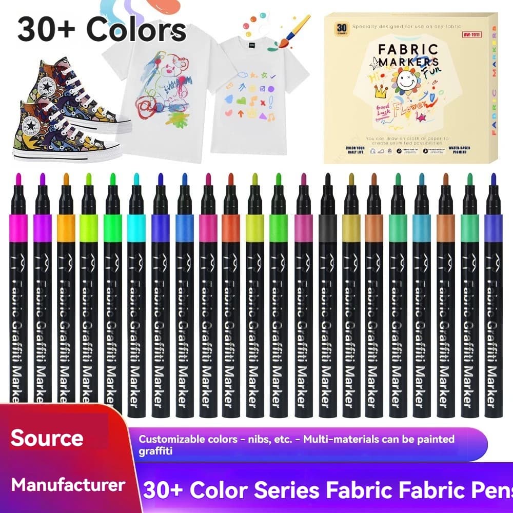 6/30 Colors Fabric Markers Pens Set - Indelible and Permanent Fabric Paint Fine Point Textile Marker Pen Art Painting Supplies
