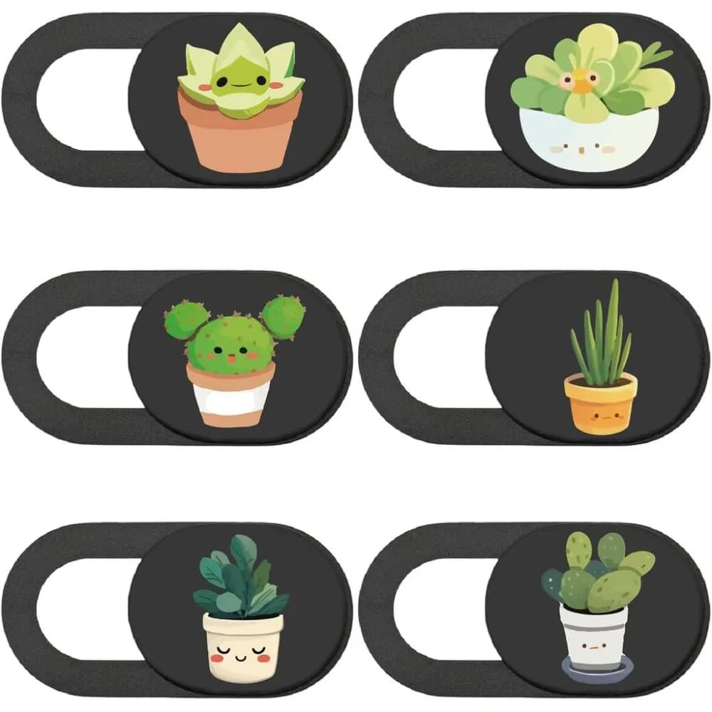 6Pcs Webcam Camera Covers Phone Camera Cover Slide Plants Pattern Privacy Security Guard Slide Phone Webcam Protector for Laptop