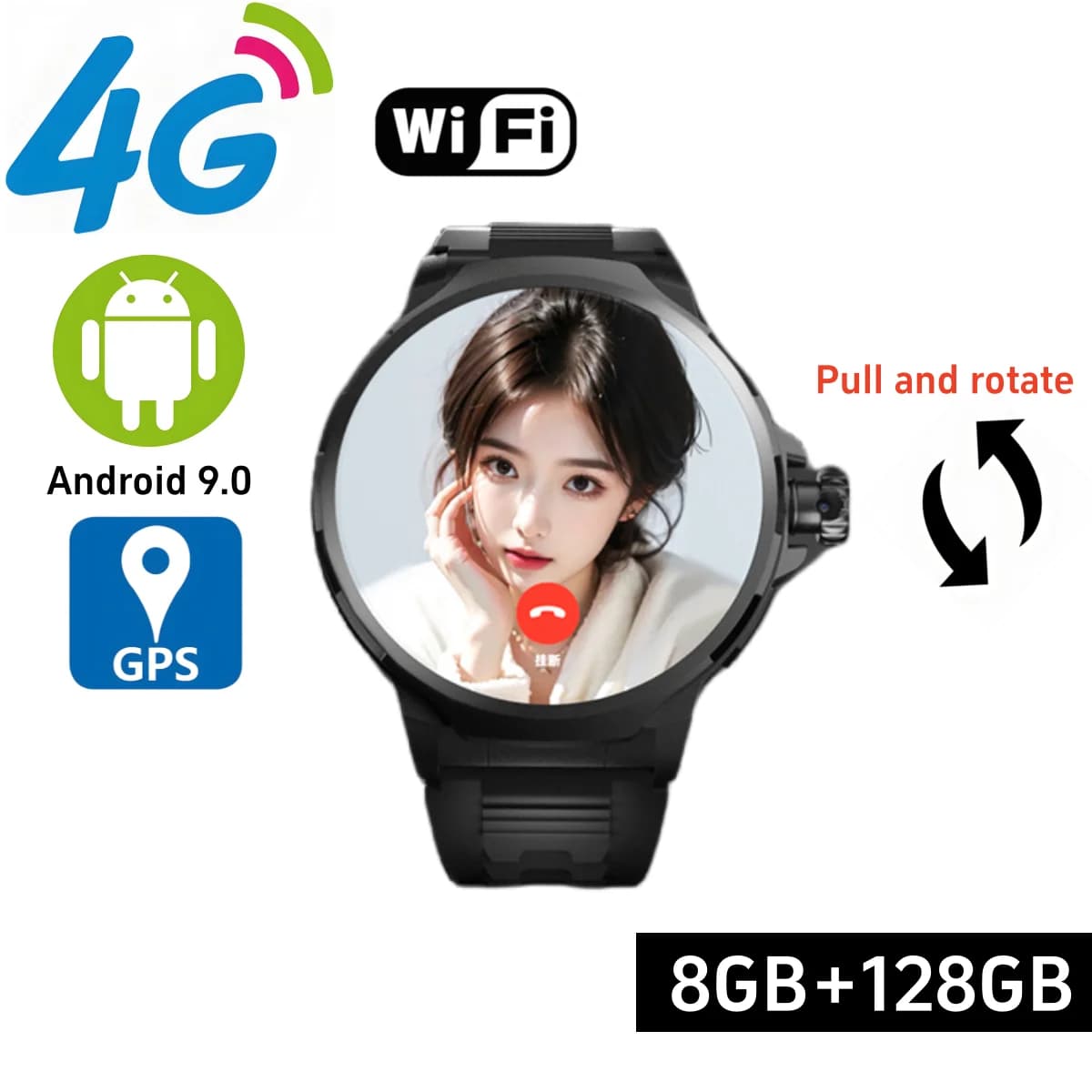 Nuovo orologio GT100 Smart Watch 1.85 pollici 490*490 schermo TFT 500W fotocamera GPS WIFI Google Play Android Game Sport 8 + 128GB Smartwatch