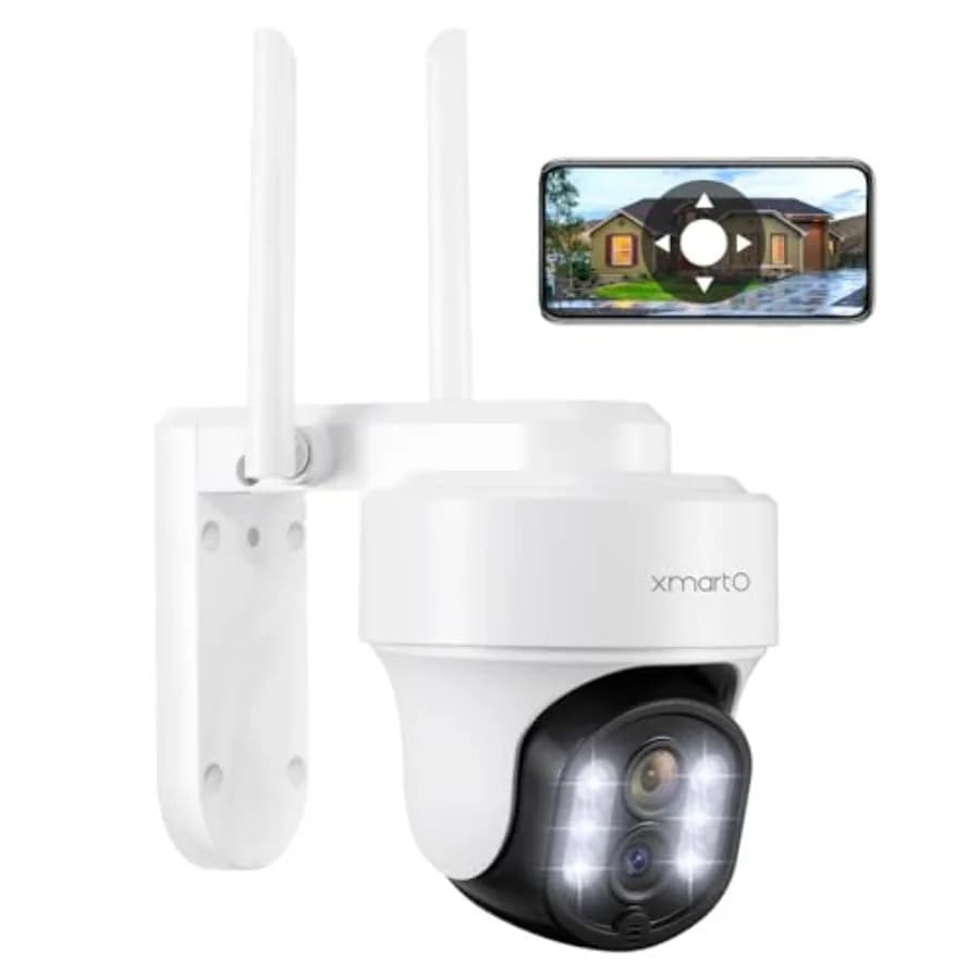 Telecamera di Sicurezza PTZ 2K HD per Interni ed Esterni: Zoom 10X, Doppia Lente, Tracciamento Automatico, Rilevamento Movimento, Monitoraggio 24/7