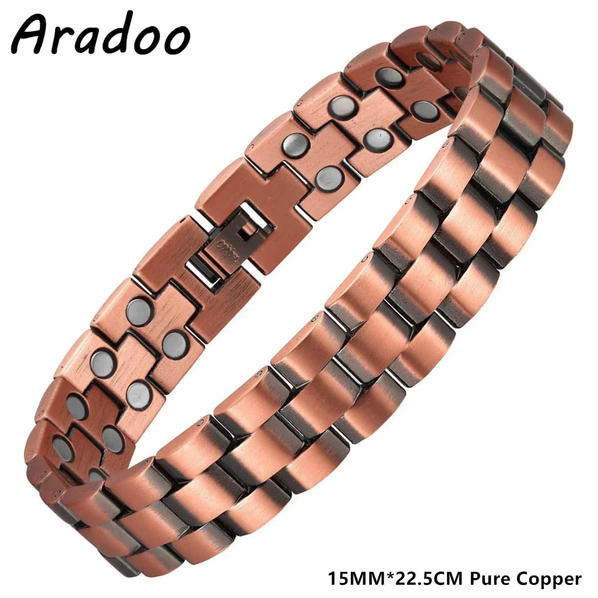 ARADOO Pure Copper Bracelet Men‘s 3500 Gauss Strong Magnetic Therapy Link Bracelets Jewelry Gifts