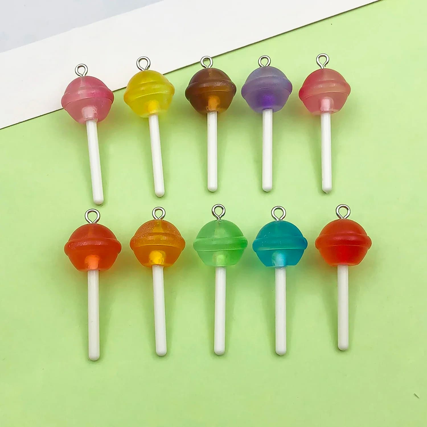 10pcs 16*42mm Colorful Lollipop Charms Resin 3D Candy Pendants for DIY Bracelet Necklace Earrings Jewelry Making Accessories