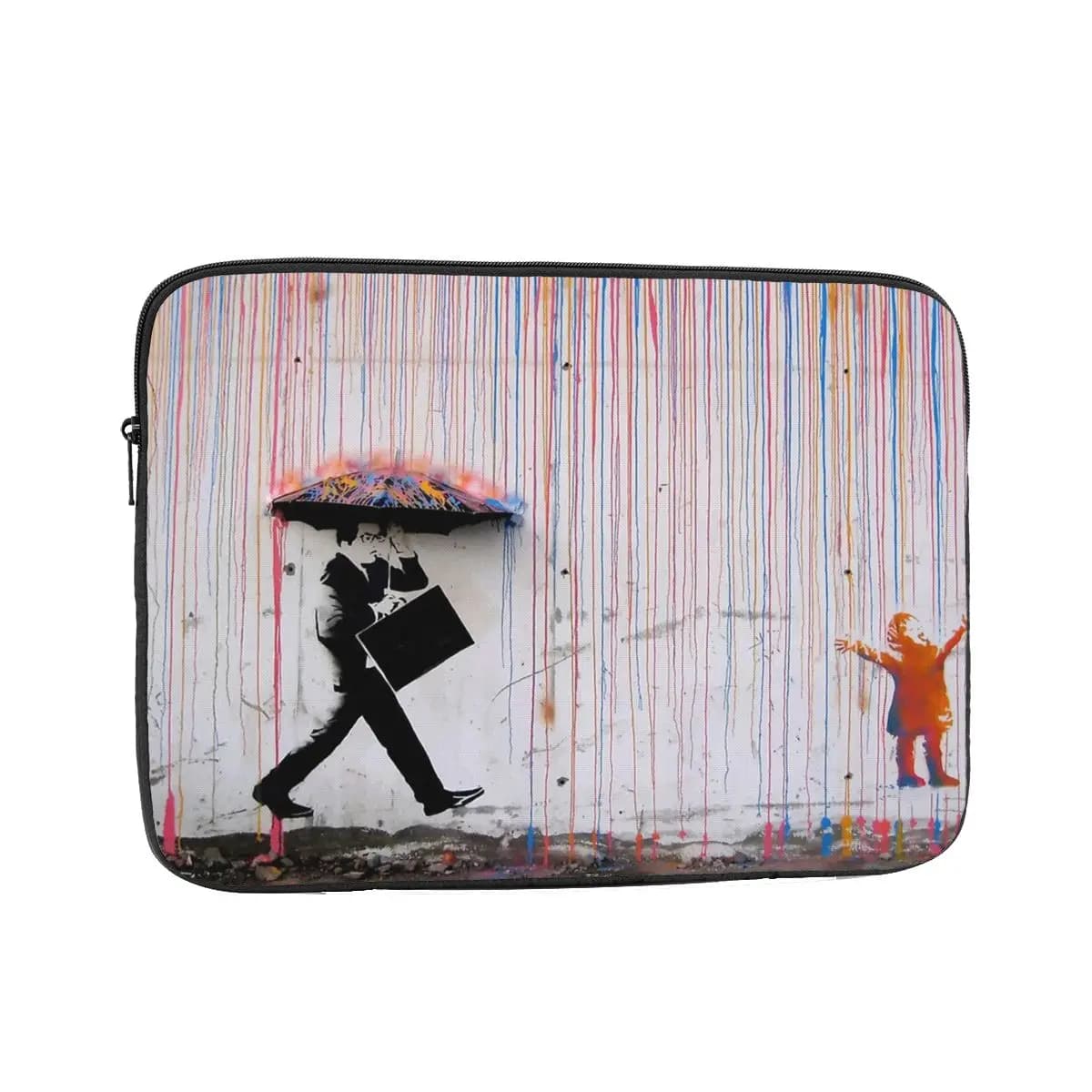 Custodia per notebook per laptop Banksy Ombrello Arcobaleno Happy Girl Borsa per computer 12 "13" 15 "17" Custodia antiurto