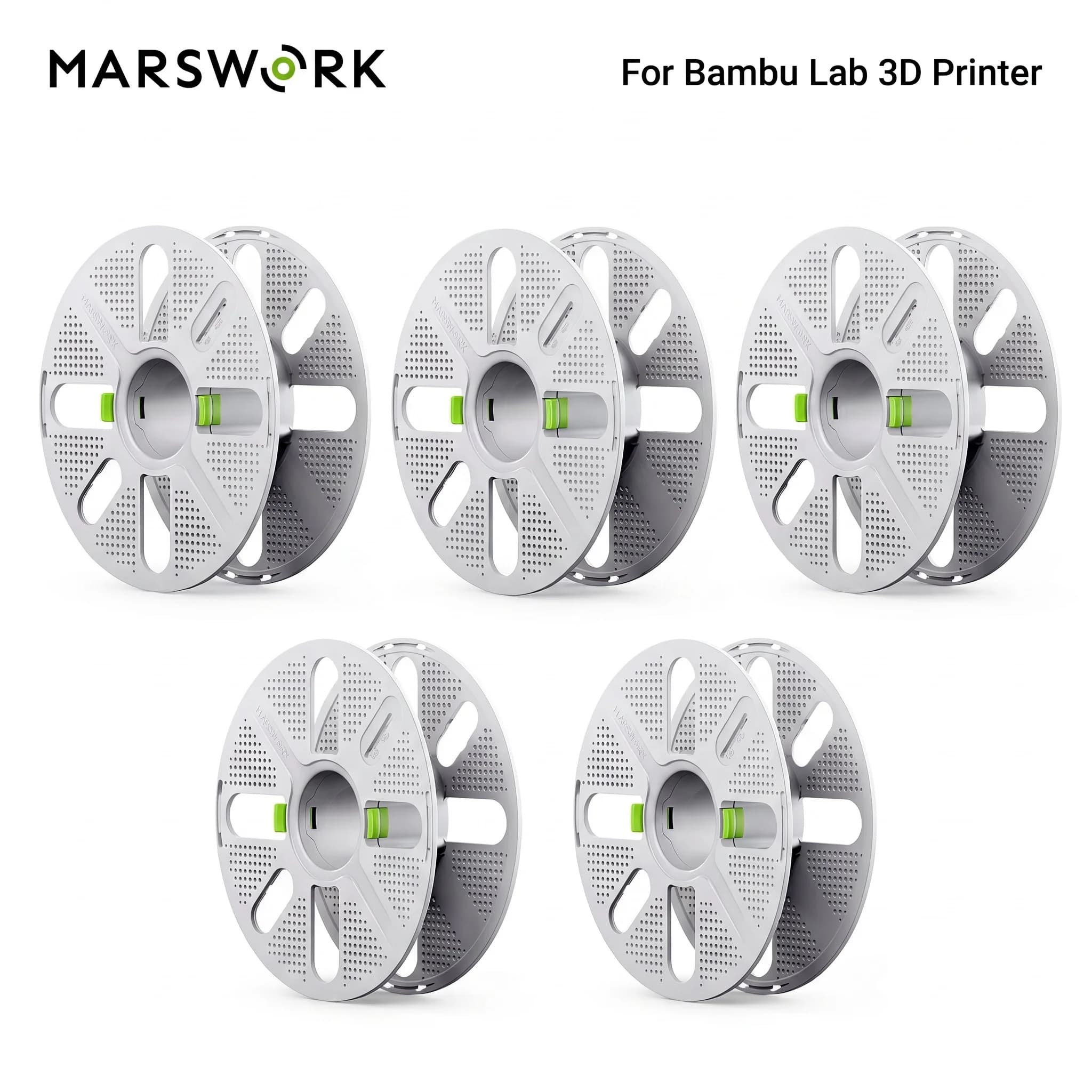 MarsWork Reusable Spool 4pcs Quick-Swap Fit Refill Filament for Bambu Lab 3D Printers Save Resources