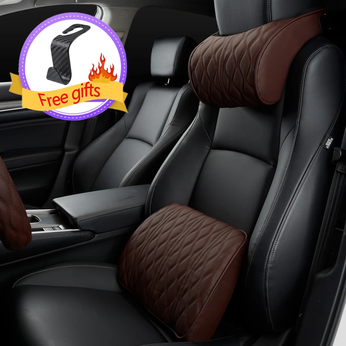 HOT Car Neck Pillow supporto lombare in pelle PU per sedile Memory schienale poggiatesta cuscino Auto Gadget accessori interni