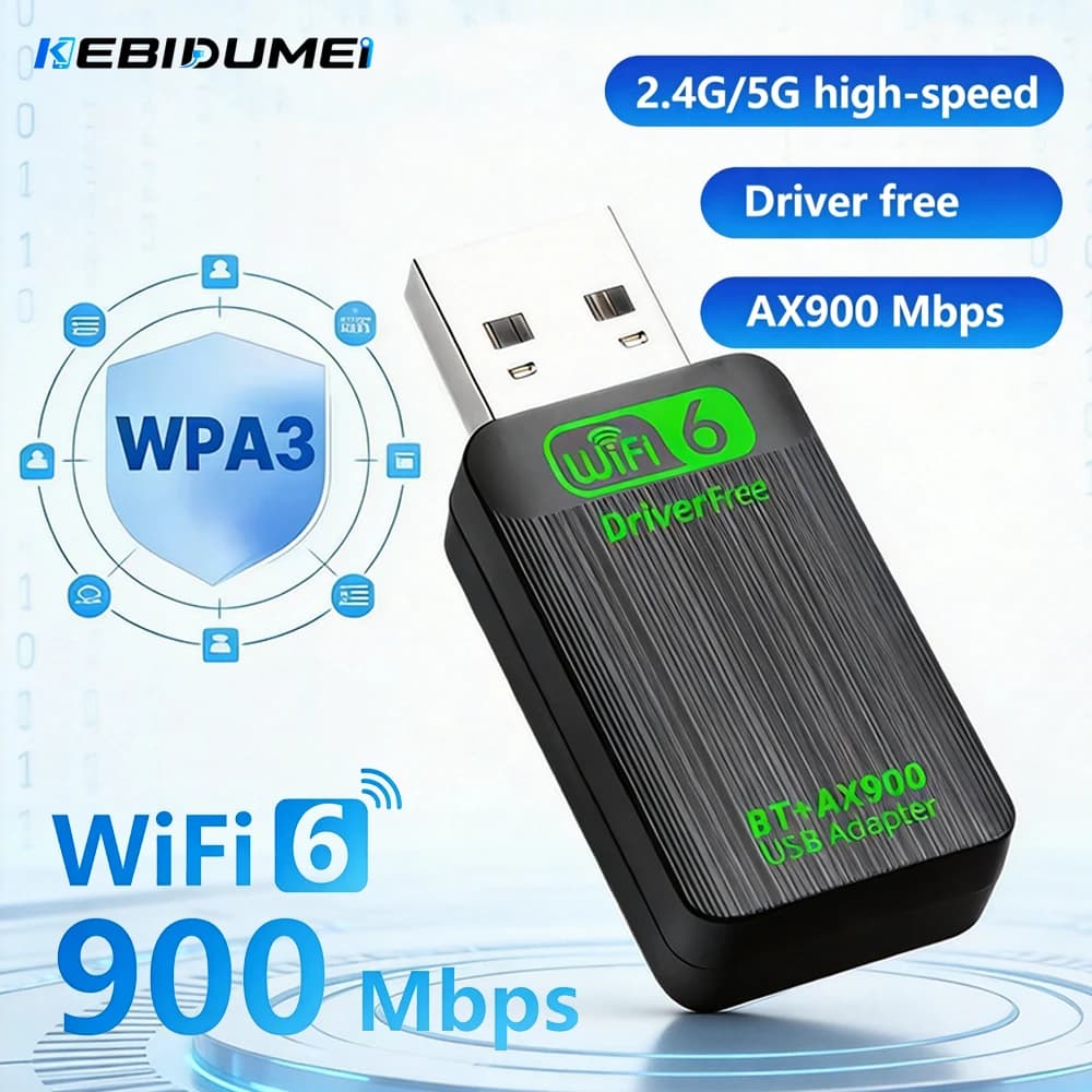 Nuovo Adattatore AX900 USB WiFi6 Bluetooth5.4 2in1 Dual Band 2.4G&5GHz Ricevitore di Rete Wireless Senza Driver per Win10/11