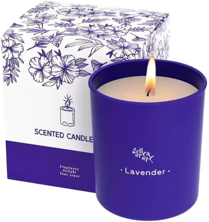 Scented Soy Candles at Lavender, 8 oz Purple Baractol, 45 hours duration, Ideal for Gifts and Home