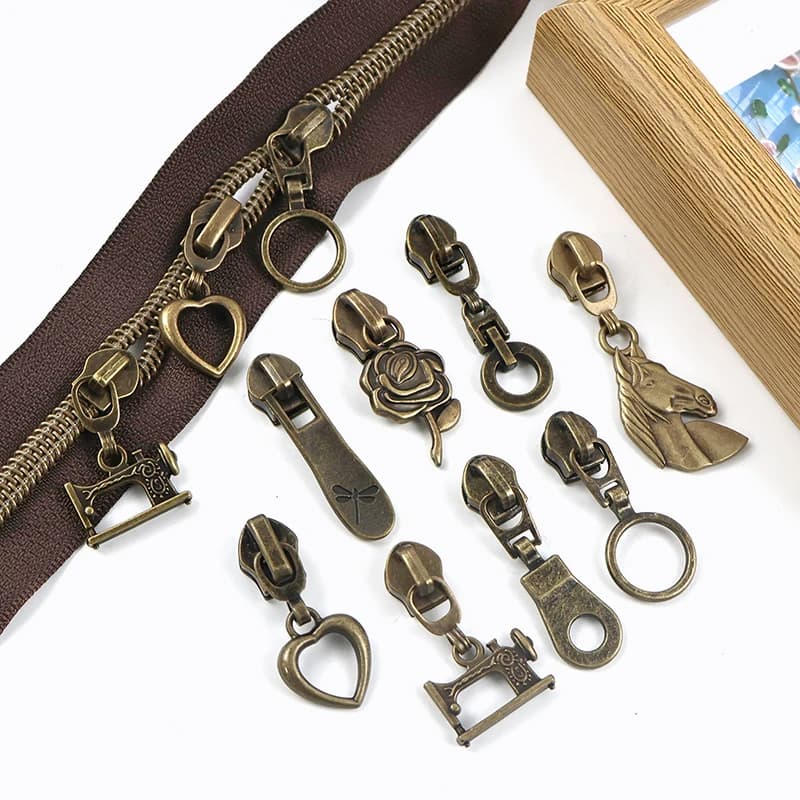 2/5M 5 # Nastro di Cerniere in Nylon Bronzato per Borse, Cerniere in Plastica al Metro, Chiusure per Giacche, Kit di Riparazione Cerniere per Vestiti, Accessori per Cucito Fai-da-Te