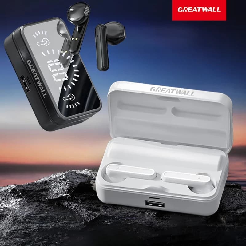 GREATWALL Mirror cuffie Bluetooth Wireless HiFi HD effetti sonori auricolari da gioco Smart Display digitale cabina di ricarica