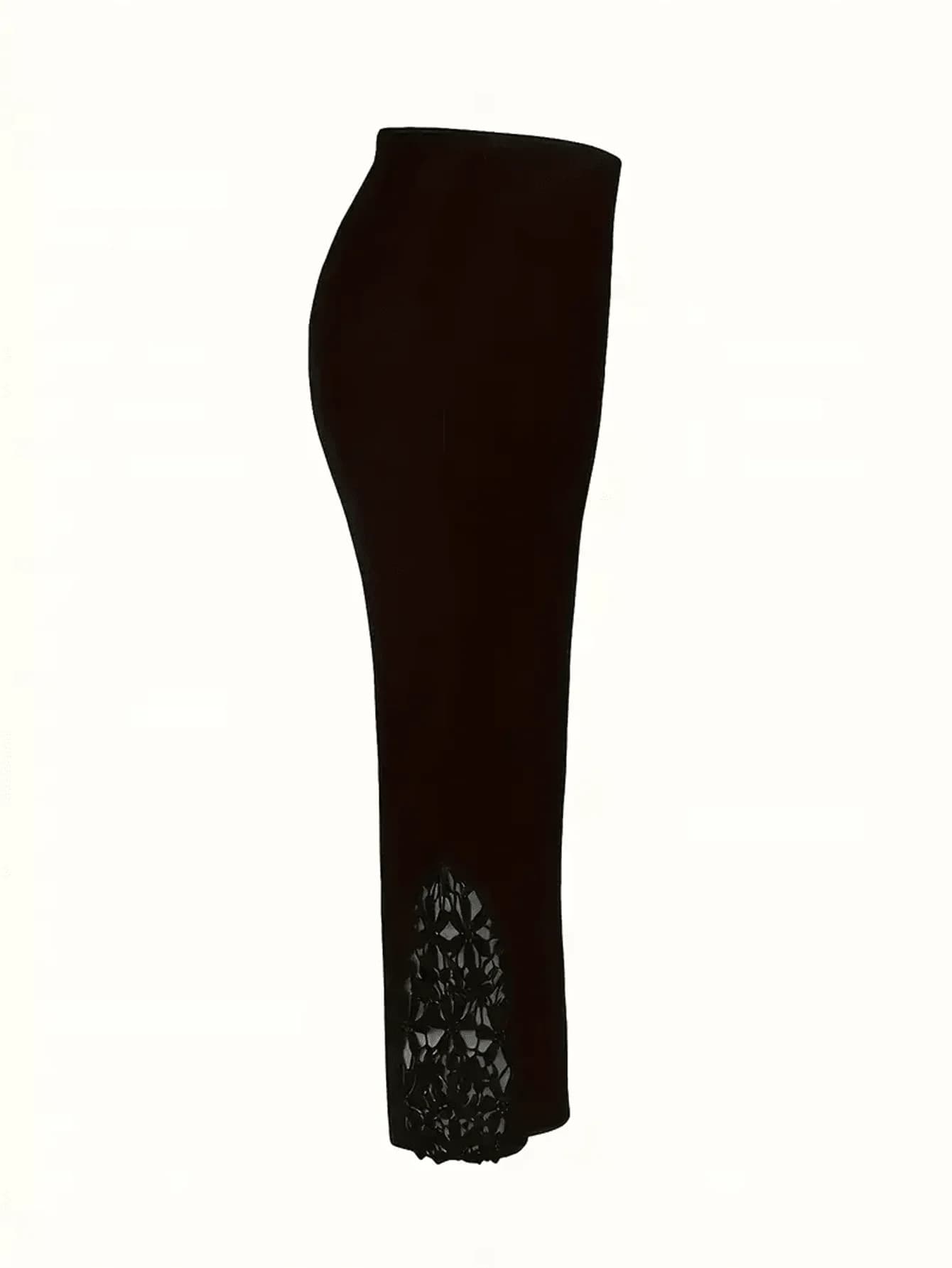 2 leggings capri corti da donna con decorazioni in pizzo chic