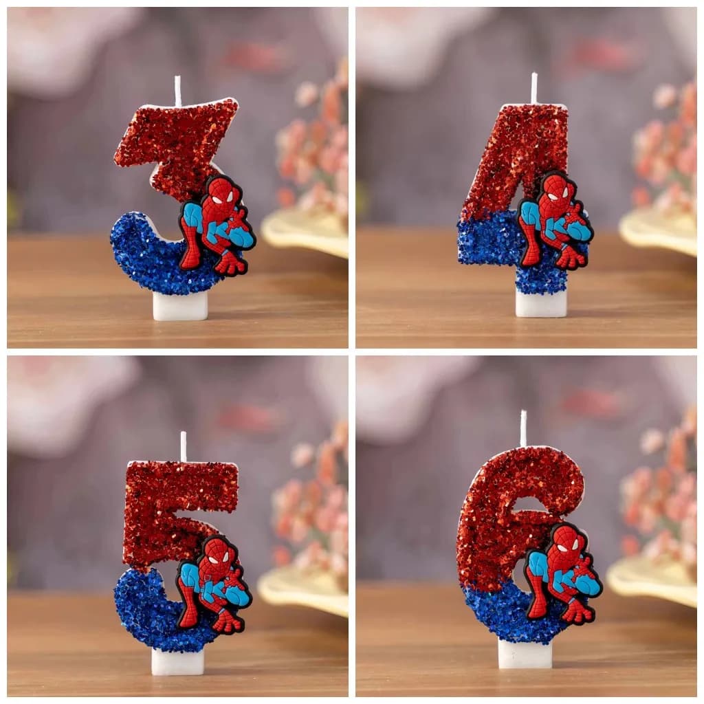 HOT 0-9 Superhero Fun Figure Candles Cute Cartoon Pattern Party for Birthday Candle Cake Decoration Children Party Gifts