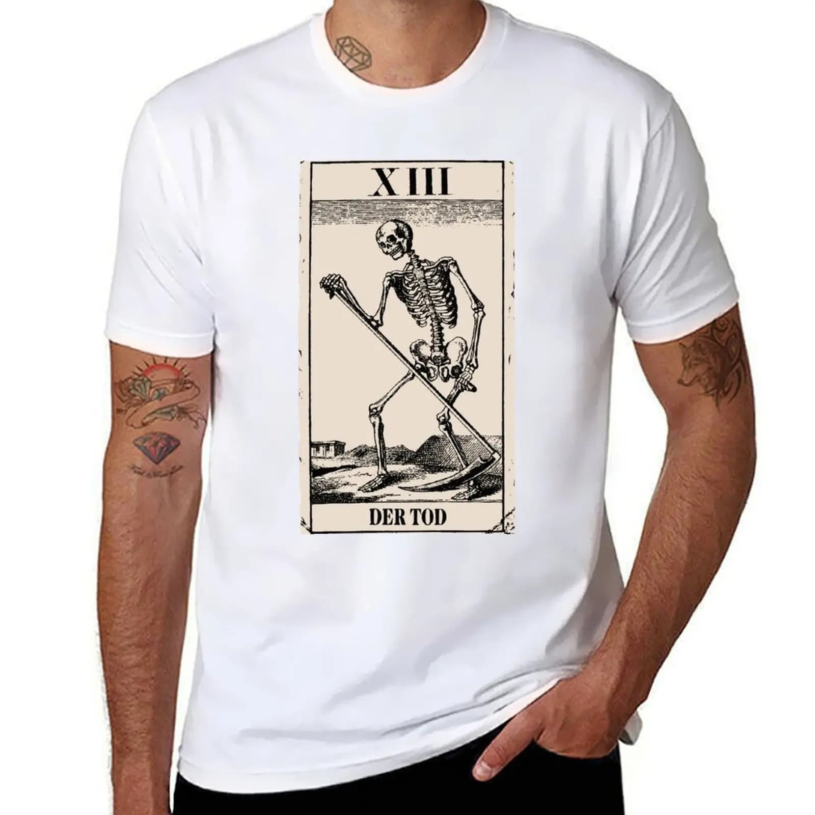 T-shirt The Death / Death Tarot Card magliette da uomo magliette slim fit da uomo T-shirt morbida in cotone