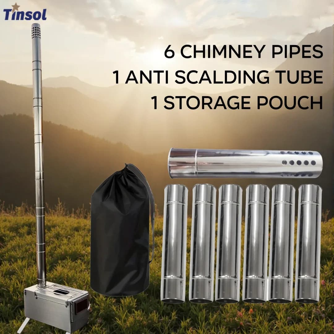 TINSOL Nuovo kit di tubi per stufe in acciaio inossidabile da 6 pezzi, tubi dritti, resistenza alle alte temperature, stufe a legna, caminetti, campeggio all'aperto