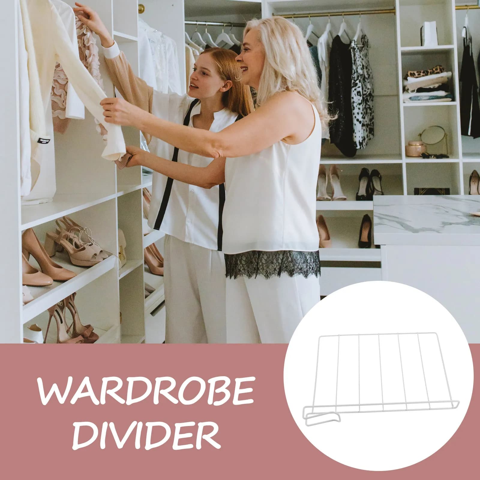 Set di 3 Divisori per Armadio, Organizzatori in Ferro per Guardaroba, Dispensa e Cucina, Classificazione Vestiti