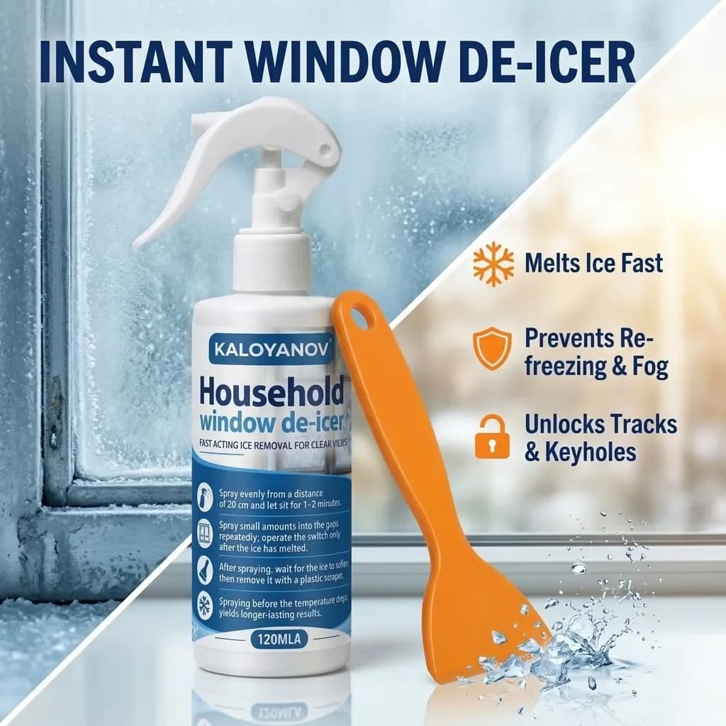 KALOYANOV Window Cleaner Spray Streak Free Glass Mirror Stain Remover Liquid Outdoor De-Icer Cleaning Tool Bathroom Kitchen Use