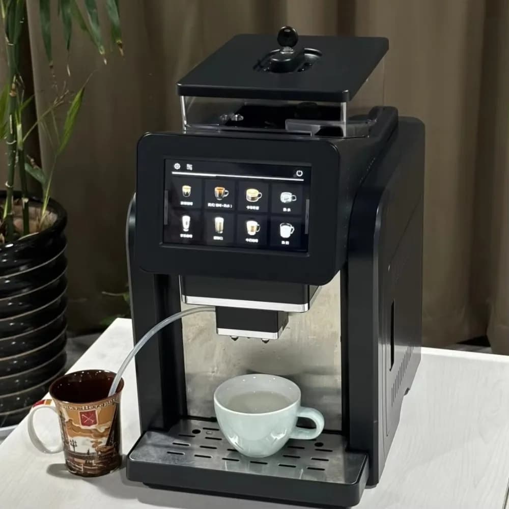 Macchina per Caffè Espresso Elettrica Automatica in Acciaio Inox con Grande Schermo Touch per Uso Domestico e Commerciale