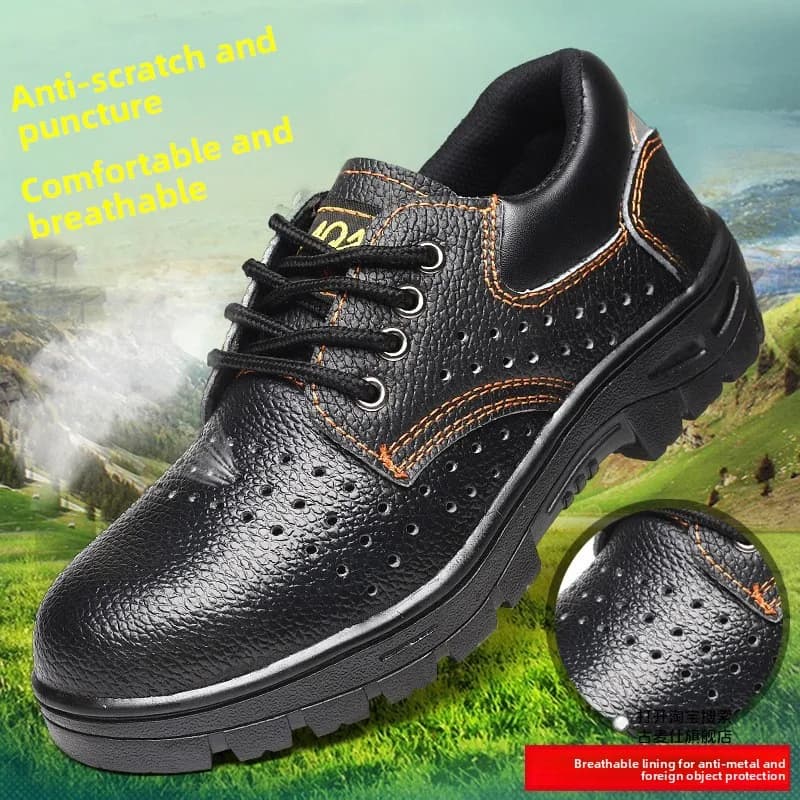 Men's Safety Shoes Lightweight Breathable Steel Toe Anti-penetration Work Boots Anti-slip Durable Workwear Footwear