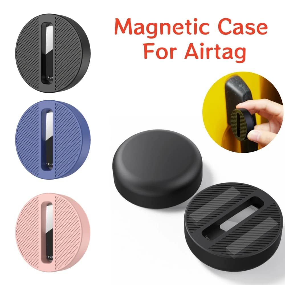 Custodia Protettiva Magnetica in Silicone per Airtag, Supporto Anti-smarrimento per Localizzatore, per Auto, Moto, Bici