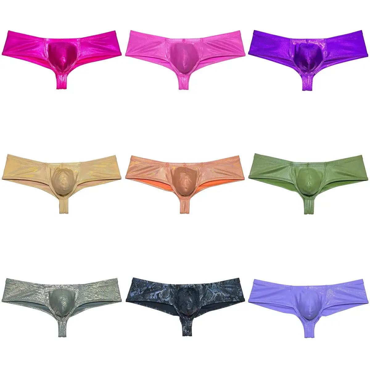 Men's Bikini Briefs Low Rise Underwear Quick Dry Swim Thong Stretchy Cheeky Briefs Beach Hipster Wet-Look Doubles as Swimwear
