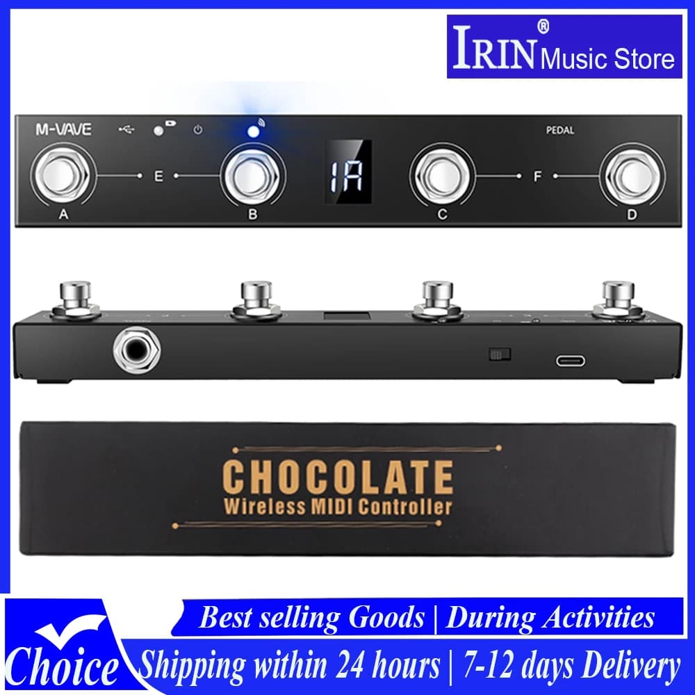 M-VAVE Chocolate Schokolade BT Pedale Controller MIDI Ricaricabile a 4 Pulsanti con Controllo APP e Sistemi di Trasmissione Wireless