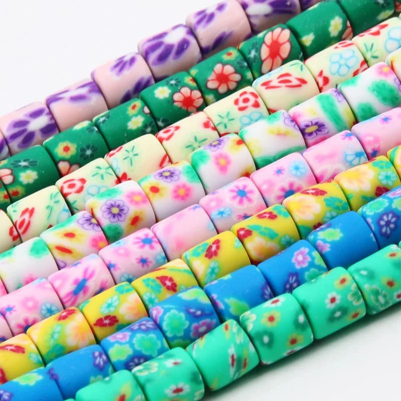 62 pz/striscia 6mm fiore argilla polimerica perline cilindro distanziatore perline braccialetto perline allentate per gioielli che fanno accessori artigianali fai da te