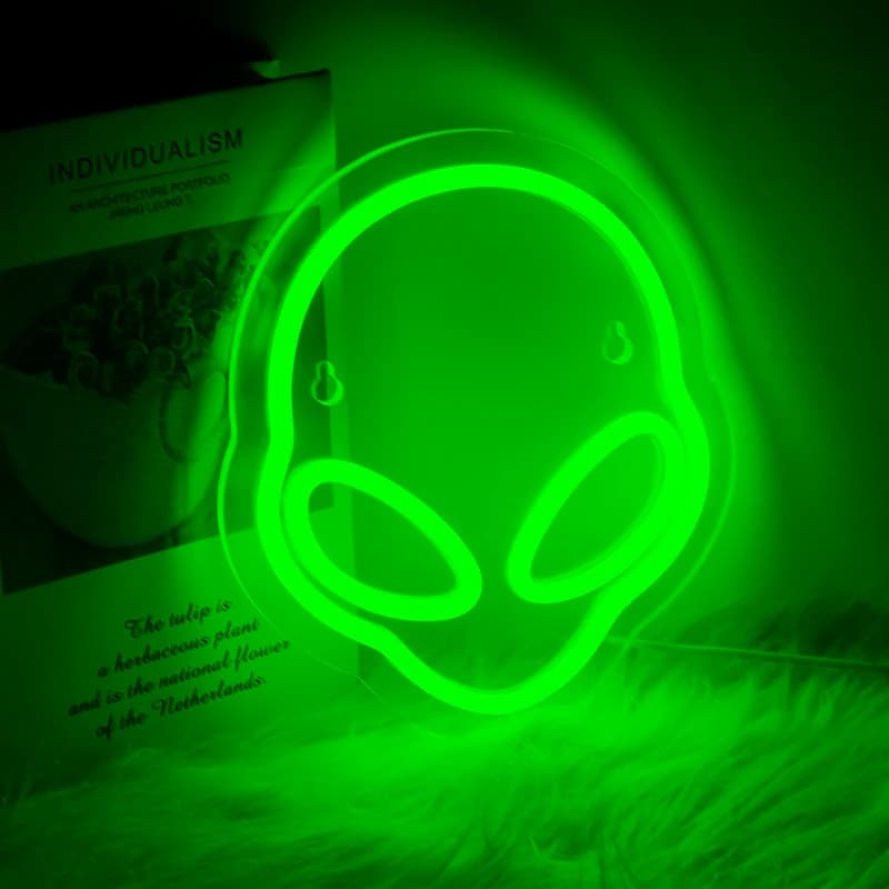 Insegne al Neon Alien insegna a LED insegne al Neon aliene per la decorazione della parete della sala giochi insegne al Neon per feste Hip Hop per la decorazione della parete verde